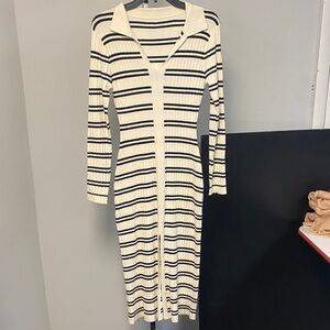 Striped Knit Midi Dress